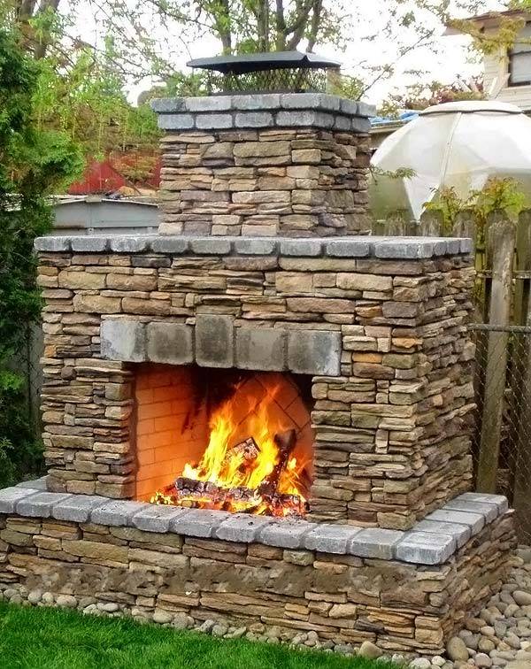 Stone grill with barbecue