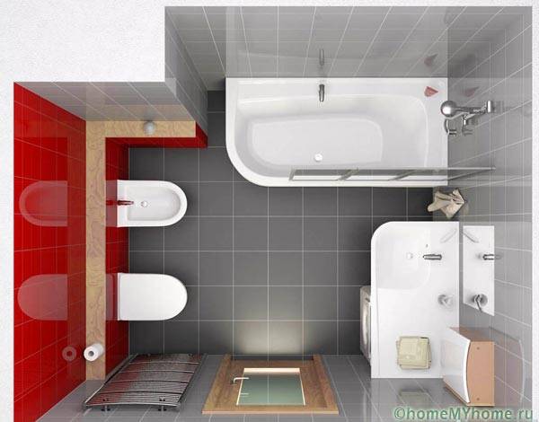 Bathroom interior combined with toilet