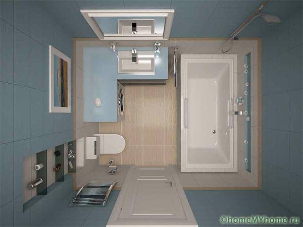 Bathroom interior combined with toilet