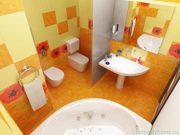 Bathroom interior combined with toilet