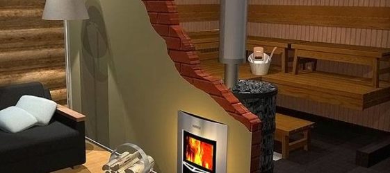 Kompor sauna dengan kayu dengan tangki air