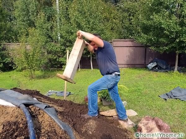 Compaction of the soil is a mandatory step before laying stones