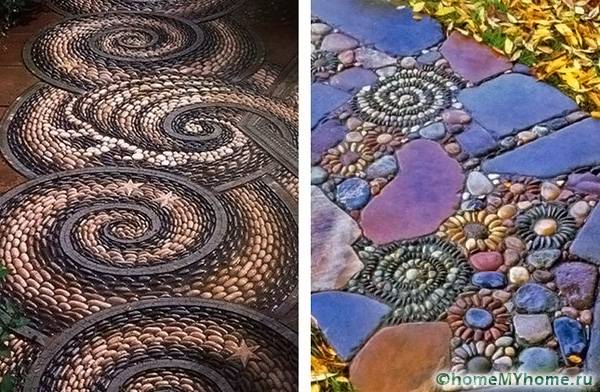 La combinazione di ciottoli colorati e grandi pietre dà un effetto insolito