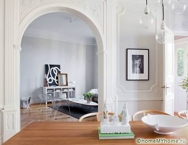 Lengkungan papan eternit: foto, reka bentuk dalaman