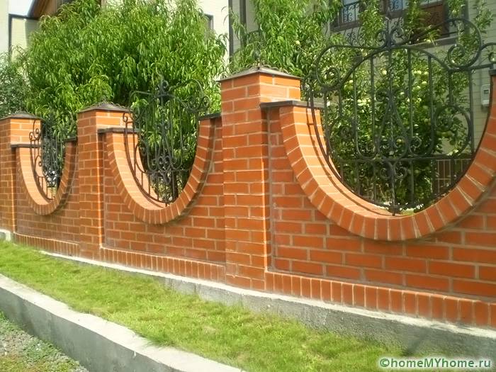 It is not necessary to make the structure entirely of brick, this material can serve as a worthy frame