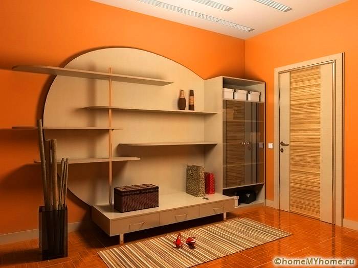 Open shelves create an airy space