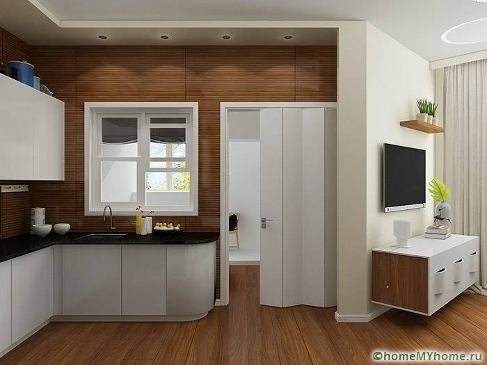 Accordion between bedroom and kitchen