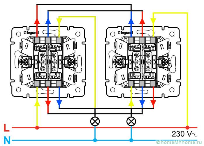 Connection diagram for two-key devices