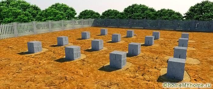 Ví dụ về đế cột làm bằng khối bê tông cốt thép