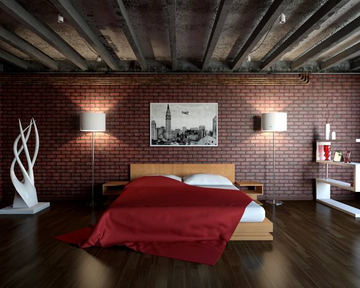 La superficie in cemento non è adatta solo per il soggiorno, ma sta benissimo anche in camera da letto