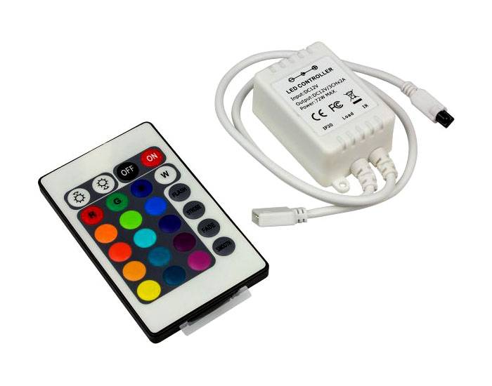 Με τη βοήθεια ενός τέτοιου τηλεχειριστηρίου, μπορείτε να ανάψετε και να σβήσετε τις λυχνίες LED, να ορίσετε έναν συγκεκριμένο αλγόριθμο για την εργασία τους