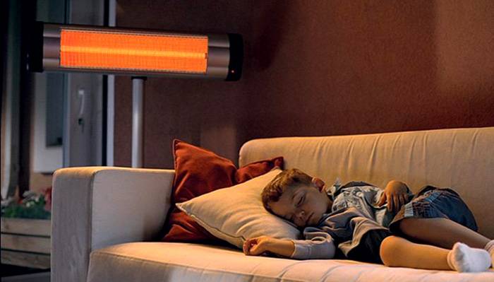 Máy sưởi hồng ngoại đặt sàn, tùy chọn để lắp đặt trong phòng