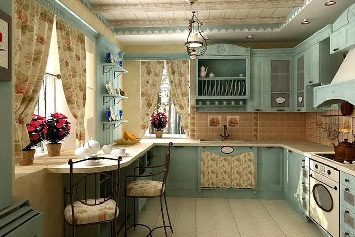 Κουζίνα με αυθεντική υφή τοίχου