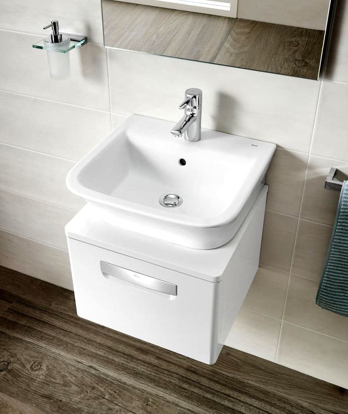 An item such as a washbasin can always be placed in a cabinet