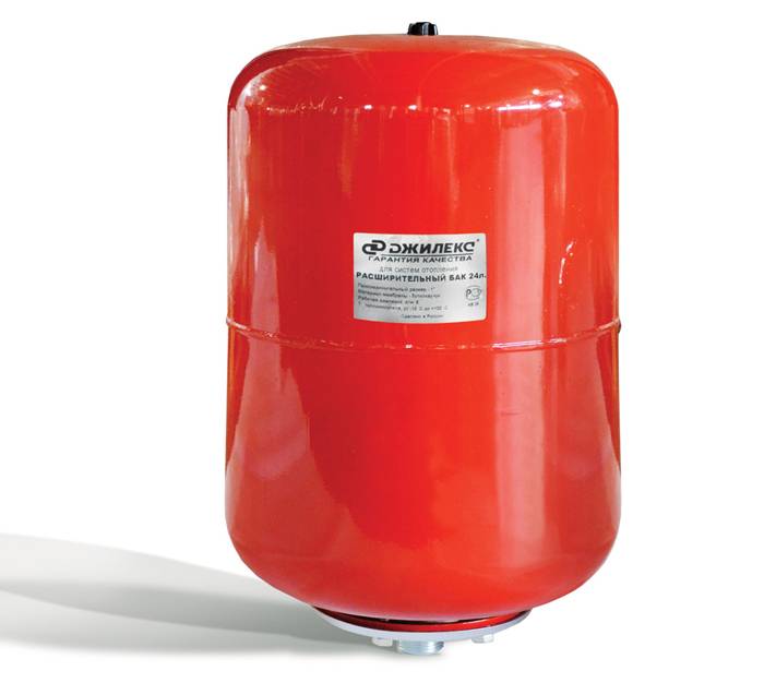 Οι δεξαμενές διαστολής για το σύστημα θέρμανσης είναι βαμμένες κυρίως με κόκκινο χρώμα και με μπλε χρώμα για παροχή νερού