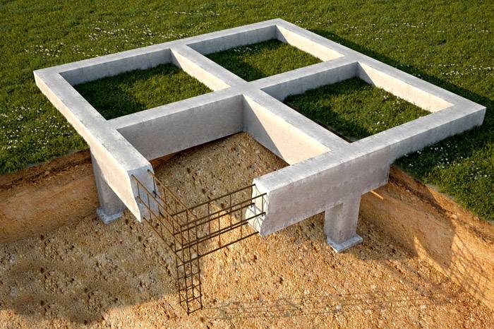 Η βάση του τύπου ταινίας χρησιμοποιείται για την κατασκευή κτιρίων σε αμμώδες και πηλό έδαφος