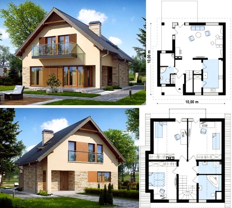 Contoh susun atur bilik rumah berukuran 10x10 satu tingkat