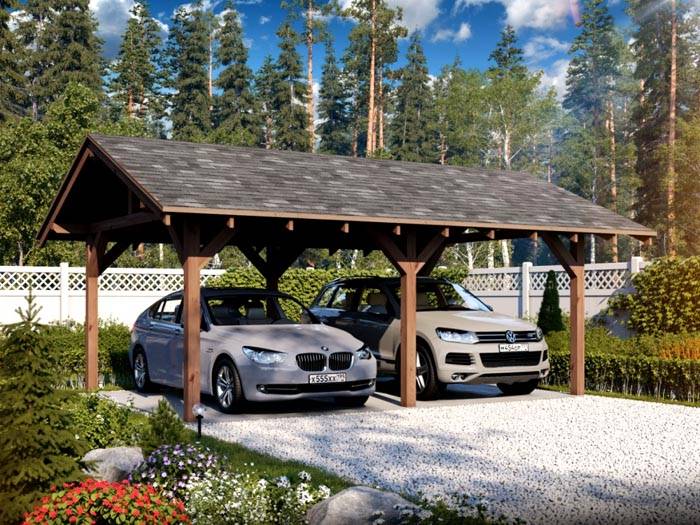 Free-standing carport for two cars