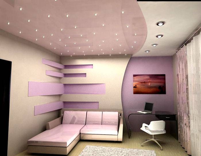 Plafond magnifiquement conçu composé de spots encastrés