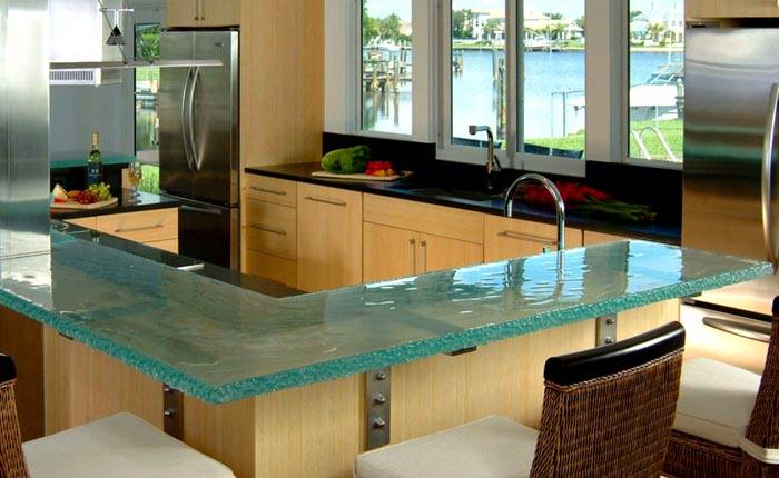 Glass table like a bar counter Glass table like a bar counter