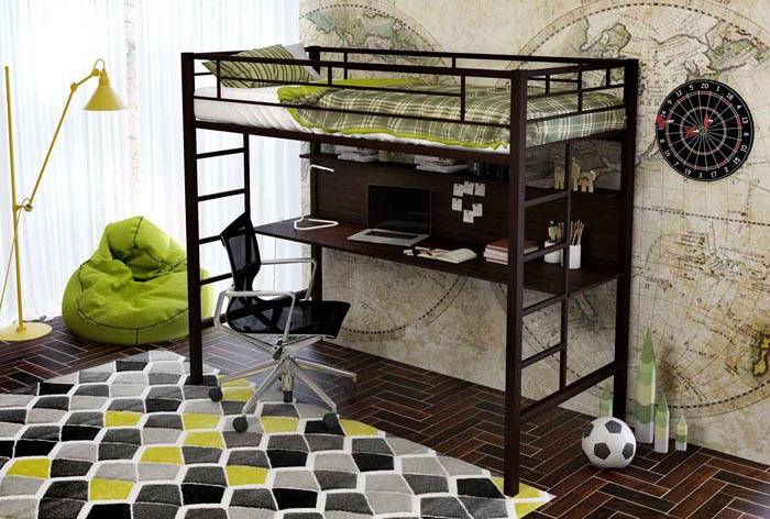 Високоякостната структурна рамка осигурява дълъг експлоатационен живот на металното таванско легло с работна зона