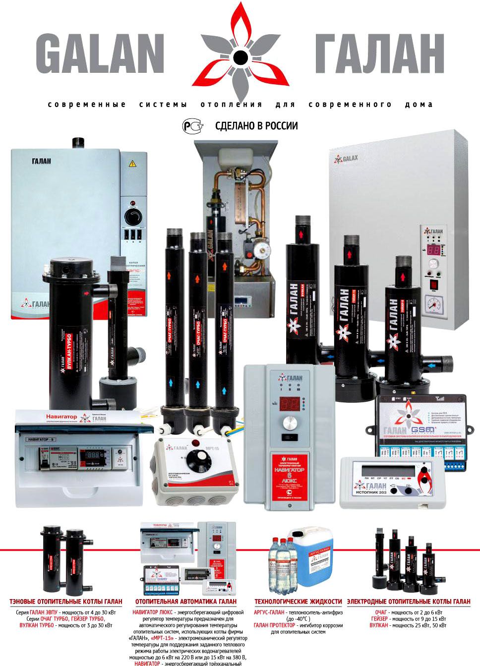 La gamme de modèles de chaudières électriques Galan est assez large