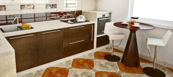 Koridor ve mutfak için yer karoları, fotoğraf