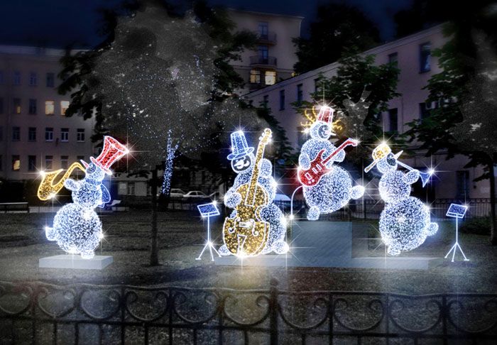 Composition of glowing figures