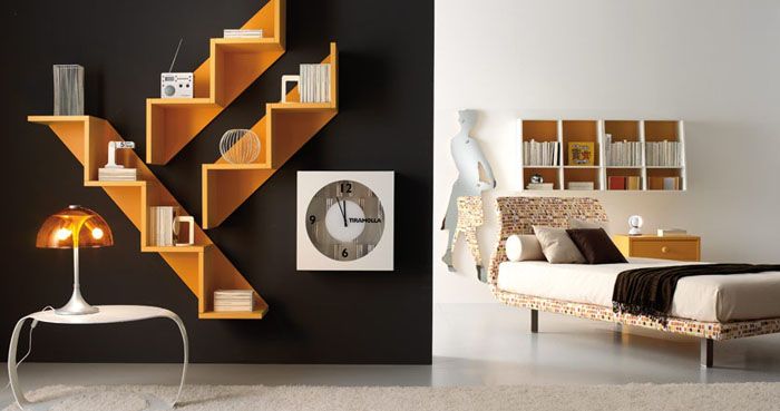 Das ursprüngliche Design der Regale in Form einer Leiter