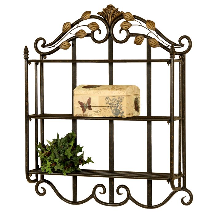 Metallregal mit geschnitztem Schmiedeeisen-Finish