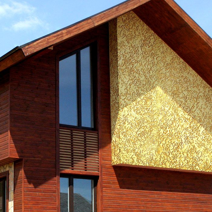 Abschlusselement mit Silikatputz verziert