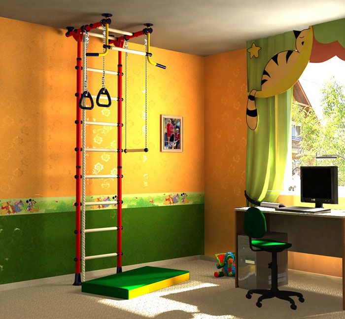 Σουηδικός τοίχος για παιδιά στο διαμέρισμα