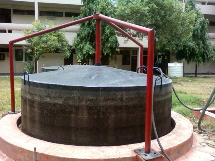 Biogas plant for a private house, working on waste of cereals