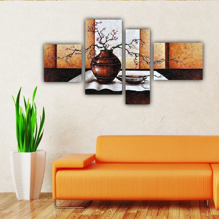 หากพื้นที่ด้านบนโซฟามีขนาดเล็กภาพแบบแยกส่วนจะพอดีกับผนังได้สำเร็จ