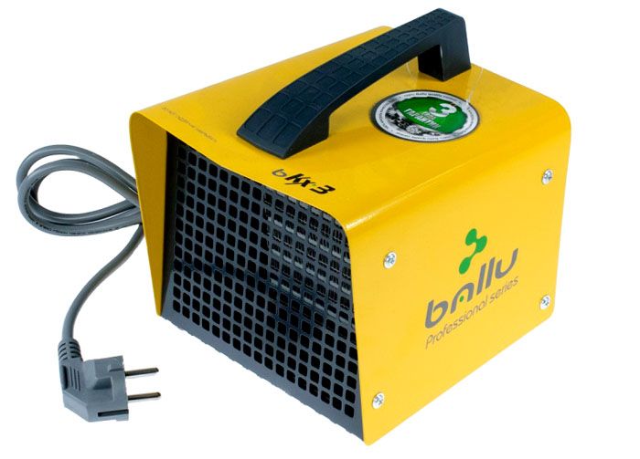 Μοντέλο θερμότητας πιστόλι Ballu BKX-3 2 kW, εξοπλισμένο με κεραμικά θερμαντικά στοιχεία