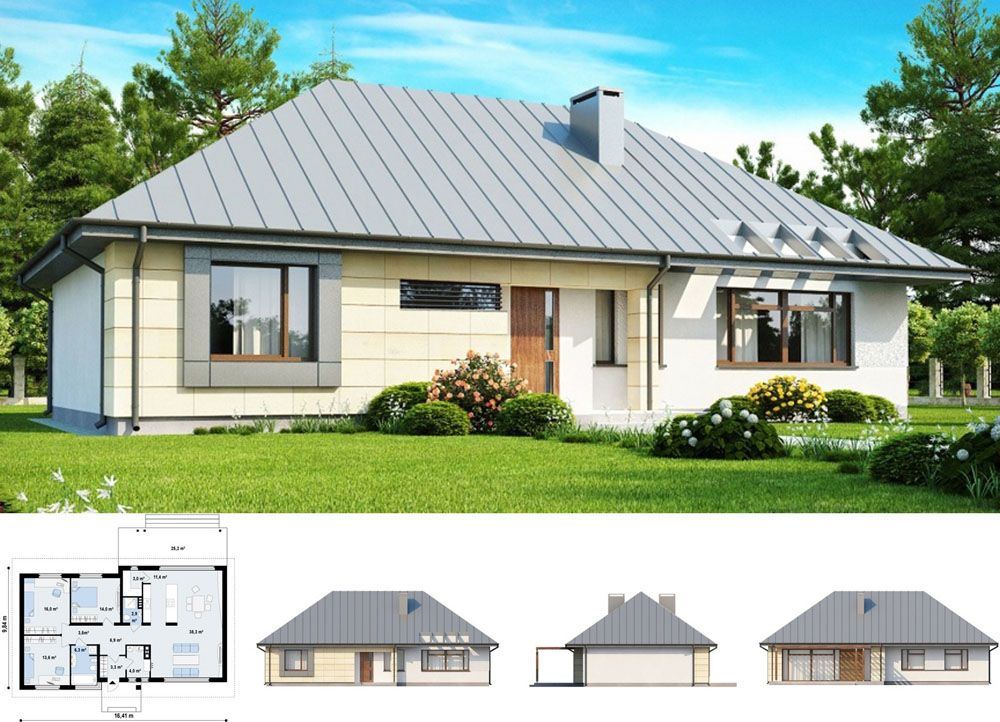 Project of a one-storey house made of aerated concrete No. as-3-124