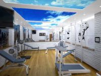 Ένα ειδικό φινίρισμα οροφής θα αποτρέψει κλειστοφοβικές επιθέσεις. Ο αποτελεσματικός εξαερισμός είναι χρήσιμος στο γυμναστήριο