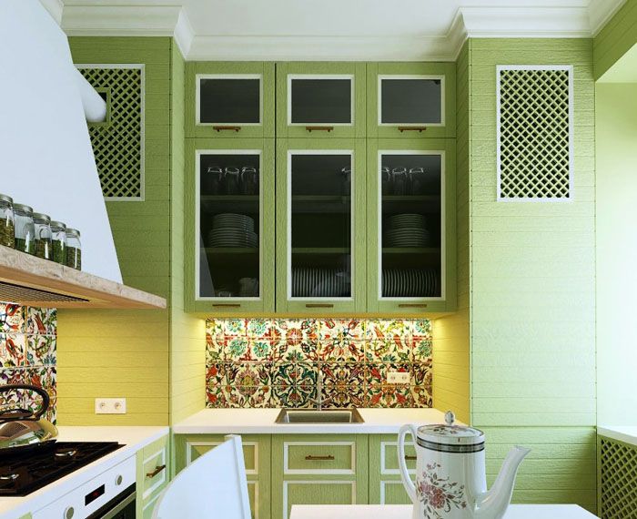 การใช้เซรามิกประเภทต่างๆร่วมกันสำหรับการตกแต่งผนังและผ้ากันเปื้อน