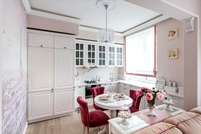 การผสมผสานระหว่างสีขาวและสีชมพูอย่างกลมกลืน