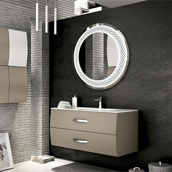 Gương phòng tắm tròn có đèn LED chiếu sáng có thể có một kiểu trang trí thú vị nhờ khung