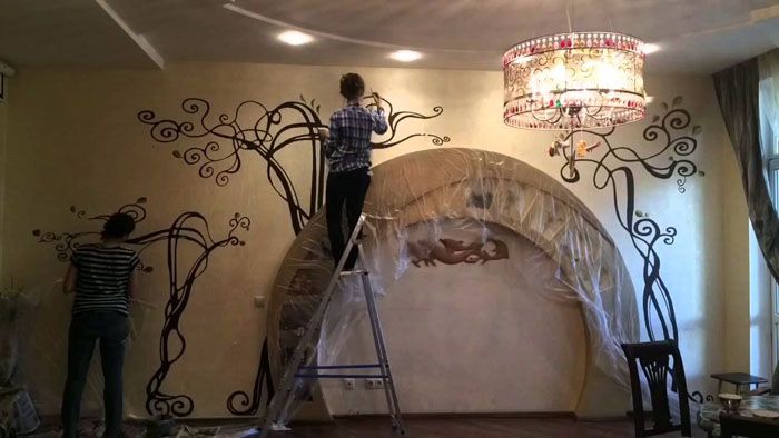 Toutes les images peuvent être appliquées au mur à l'aide de peinture artistique