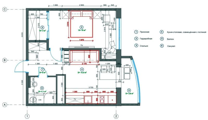 Explication des locaux à l'échelle 1:50