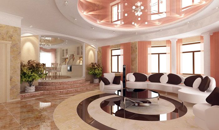 Лъскавият таван се вписва идеално в модерния