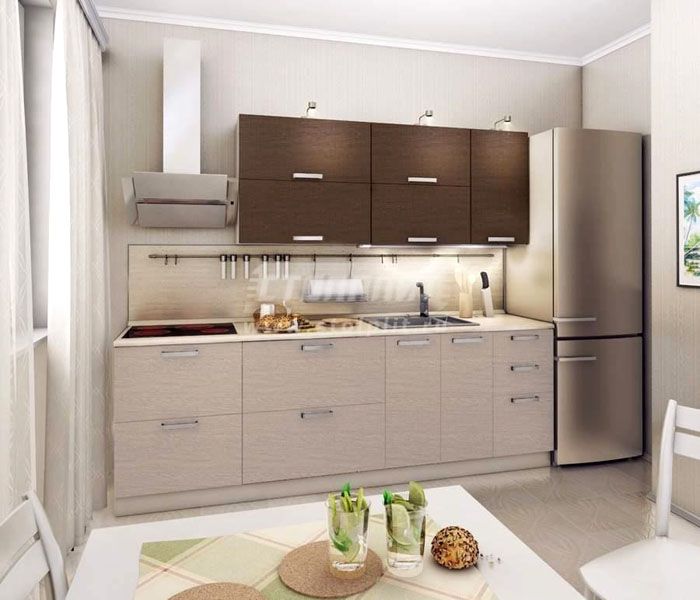 The inclined hood does not protrude beyond the cabinet dimensions
