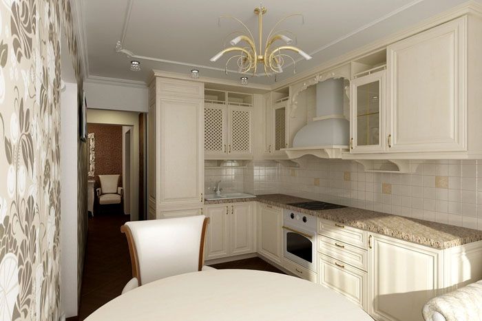 Facades, upholstered furniture, decoration, lamps are selected in the same style