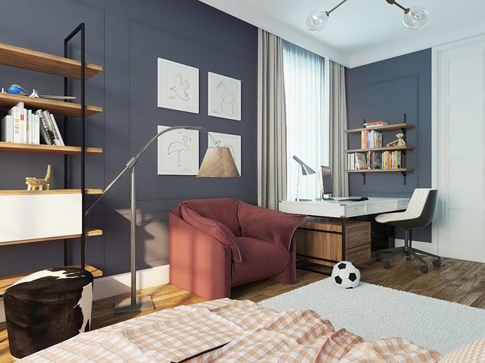 Placer des étagères avec des livres près de la zone de travail sera une solution logique et éprouvée par le temps. Peu importe la qualité de l'ordinateur et d'Internet, un adolescent qui lit des livres sera toujours en avance.