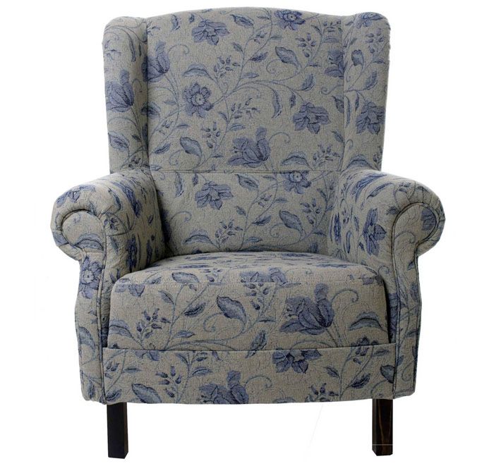 White and blue combination can be successfully expressed through floral textiles for an upholstered chair