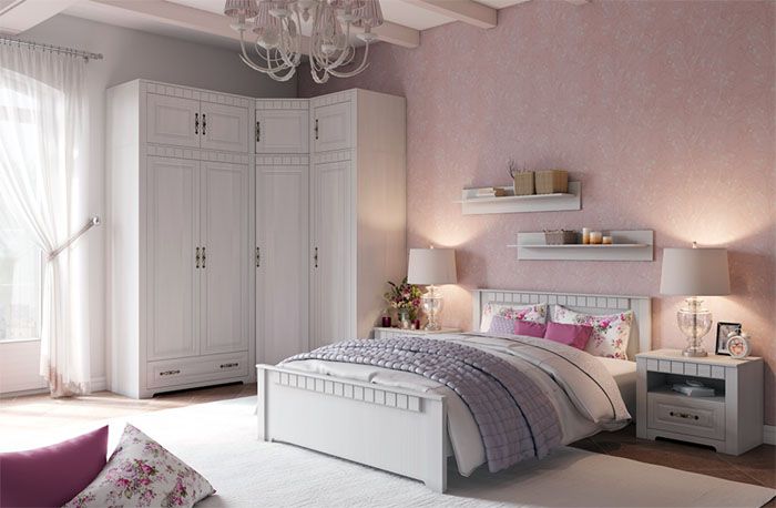 Even for one person, a large massive bed is installed in Provence, which does not burden the look of the room. The headboard is usually decorated with bedside tables and eye-pleasing lamps