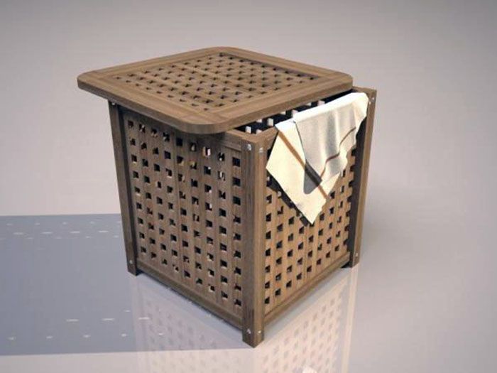 Дървото е доста лесен за обработка материал, така че можете да си направите сами кошница за пране, като го използвате