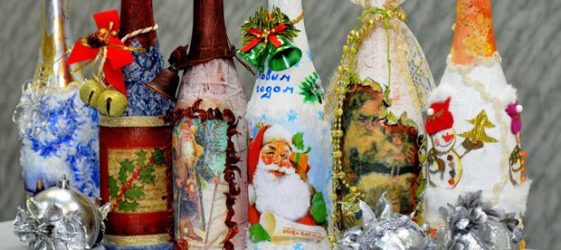 Как да украсите бутилка шампанско за новата година със собствените си ръце